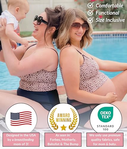 DAVIN & ADLEY Amelia Crop Cami, Hands Free Pumping & Nursing Swim Top, Clip Free4