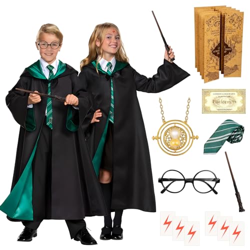 Set Travestimento Harry Potter Per Bambini – Bacchetta, Occhiali, Sciarpa E Cravatta, Accessori Per Feste A Tema E Halloween