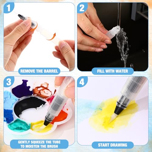 AmazingSpark 50 Pcs Water Brush Pen Set Watercolor Paint Pen Water Drawing Pens Artists' Paintbrushes Set for Painting Markers, WaterColor Soluble Markers, Powdered Colors Pigment(2mm Pointed) by AmazingSpark - Image 3