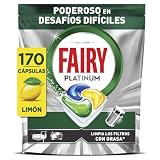 Fairy Platinum Cápsulas De Lavavajillas, Limón, 34 Cápsulas, Potente Incluso Con Los Restos De Comida Más Difíciles, Platos Limpios, Lavavajillas Brillante, Filtro Limpio Sinasa (Paquete de 5)
