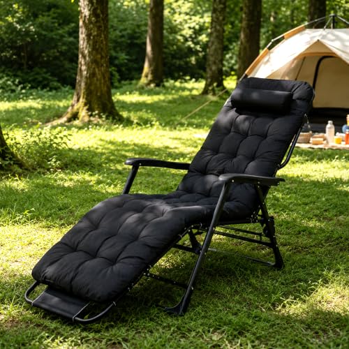 Image of Livzing Zero Gravity Recliner Chair with Removable Cushion & Adjustable Headrest | 5-Position Foldable Lounge Chair | Heavy Duty Steel Frame | Patio, Garden, Balcony, Camping, Beach | Black