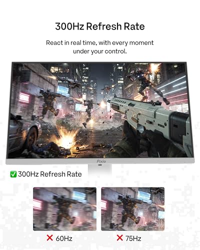 Image of Pixio PX257 Hayabusa White 24.5 inch (24 inch / 25 inch Equivalent) 300Hz Refresh Rate FHD 1080p Resolution Fast IPS Panel 1ms GTG Response Time Gaming Monitor with PS2S White Ultrawide Heavy-Duty Pre
