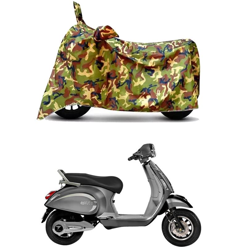 Image of Waterproof 100% PVC Coated Bike Scooty Two Wheeler Body Cover Compatible for Pure EV Epluto STD /UV-Rays /Heat Protection /Birds Dropping /Scratchproof /Dust Proof /All Varient[6X6 Jungle Print]