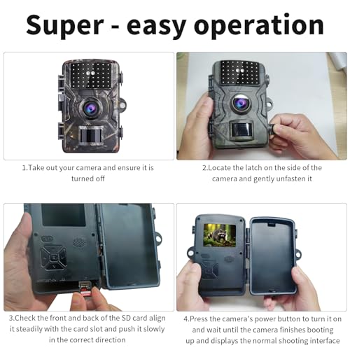 Wildkamera, 4K Wildtierkamera, Nachtsichtkamera, 32MP Tierkamera mit Bewegungsmelder Nachtsicht, 32GB SD Karte & IP66 Wasserdicht 0,1s Auslösezeit, Bewegungssensor, Infrarot-Nachtsicht bis 20m