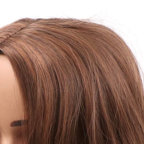 Lurrose Capacete de fibra de cabelo encaracolado interno médio longo peruca de cabelo requintado par