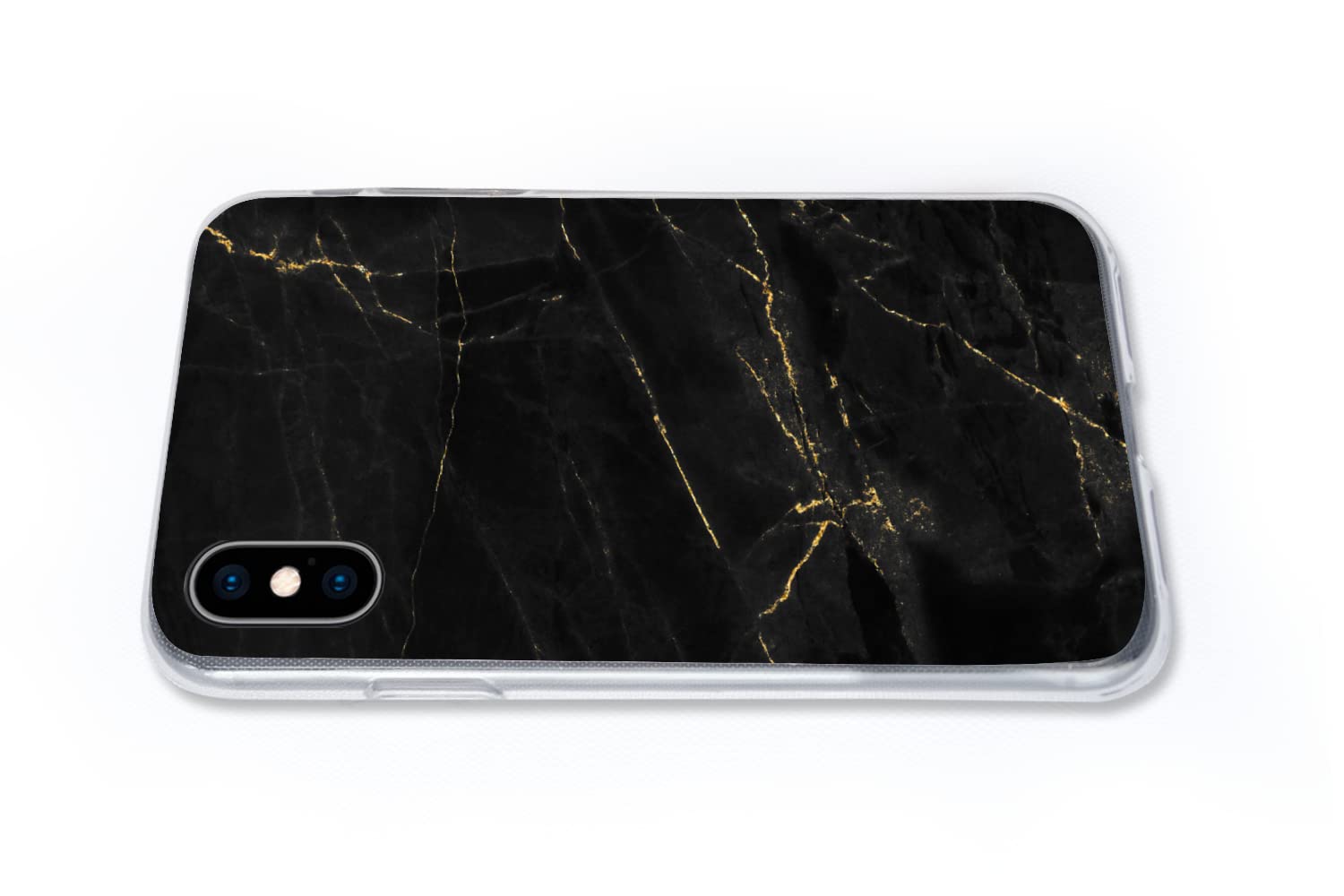 Funda para iPhone XS - Mármol - Negro - Oro - Chic - Aspecto mármol - Diseño - Funda de Silicona/Funda Blanda para teléfono móvil