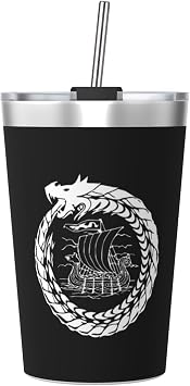 Odin Viking Tales Viking Ships Norsemen Coffee Mug, 12oz Car Cup Stainless Steel Vacuum Insulated Double Wall Travel Tumbler