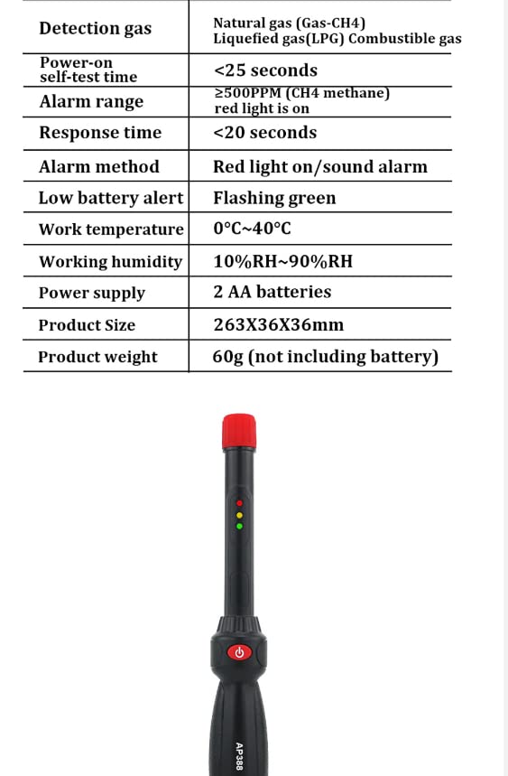 Detector de fugas de gas portátil de mano AP388