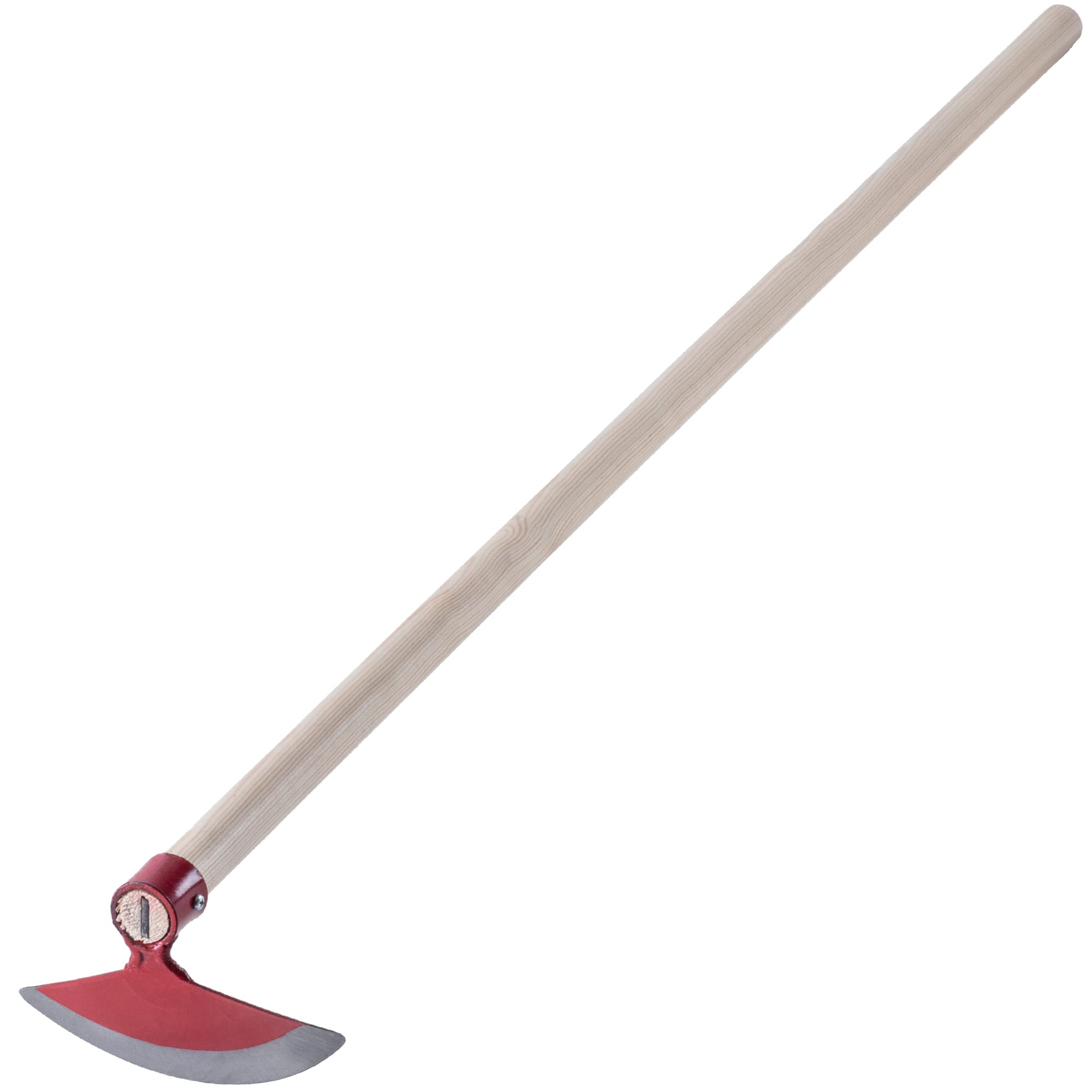 KADAX Hoe Testa di Metallo, Zappa da Giardino con Stelo in Legno, Zappa per Rimuovere Erba, Zappa di Erba, Accessori da Giardino per diserbo (semicircolare, Larghezza: 18 cm, Rosso)