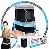enole Weighted Hula Hoop for Adults, Free Waist Trainer, Measuring Tape 1.2 KG, Fitness Hoola Hoops for Abdominal Exercise, Workout & Weight Loss, Gifts For Her