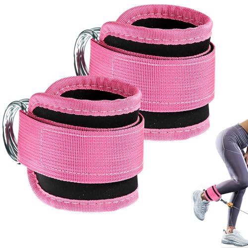 Fußschlaufen Kabelzug 2 Stück Kickbacks Fußschlaufe mit D-Ringen Fußschlaufen Gym Fußmanschetten Kabelzug Ankle Straps Gym für Fitness Gesäßmuskeln und Beintraining
