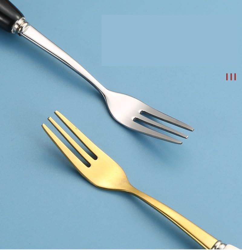 Cutlery Set, 6/24/36/48 Pieces Stainless Steel Fruit Forks, Cake Dessert Forks, Ceramic Handle Forks, Home Cutlery Flatware Set,Gold-4Set-24Pcs