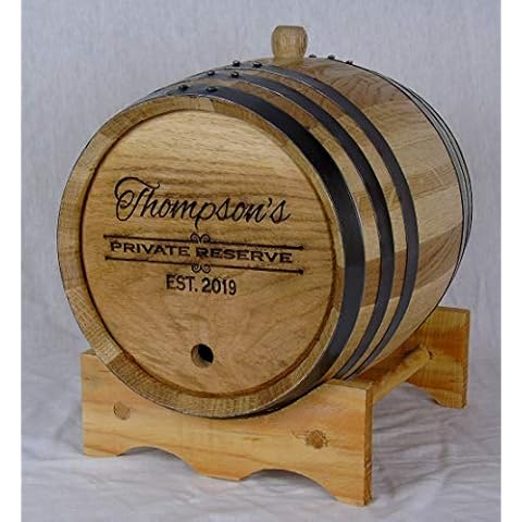 Design Engraved Premium American White Oak Aging Barrels (5 Liter) - Wooden Barrels For Aging Your Own Whiskey, Bourbon, Wine, Tequila, Rum, Scotch, Beer, & More | Personalized Design Engraved RHB156 Cover