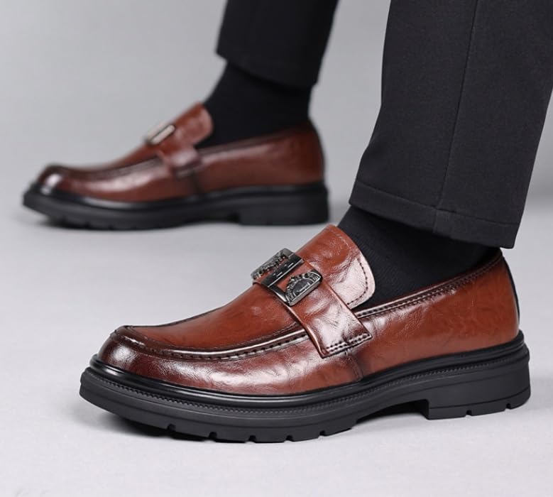 Men's Genuine Leather Platform Oxfords Slip-On Loafers Classic Casual Business Dress Fashion Shoes2