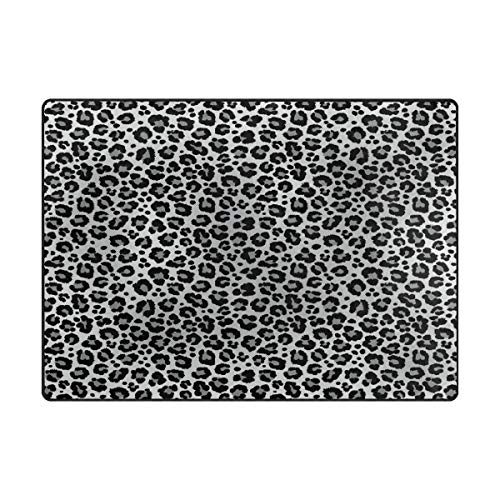 Alaza Snow Leopard Print Gray Area Soft Non Slip Floor Mat Washable Carpet For Bedroom Living Room One Piece 5X7 Feet #TOP2