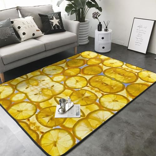 Tapis imprimé citron 203x147 cm pour protéger le sol du salon et bureau