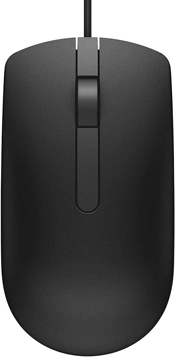 Dell MS116 Wired Mouse, 1000 DPI, Scrolling Wheel, 2 Buttons, 1 x USB, Optical LED Tracking, Plug and Play, Scrolling Wheel, Black