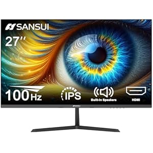 SANSUI Computer Monitor 27 inch IPS 100hz 1080P PC Monitor HDMI,VGA Ports with Built-in Speakers/Adaptive Sync/Frame-Less/VESA Compatible for Office and Home(ES-27X3L)