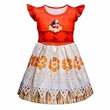 Moana Girls Dress Princess Dress Little Girls Moana Outfits (red, 5T)