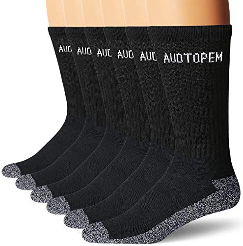 AUDTOPEM Men's Work Socks Crew Moisture Wicking Boot (6 Pairs)
