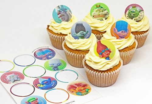 Cakeshop 12 X Pre-Cut Trolls Edible Cake Toppers #TOP2