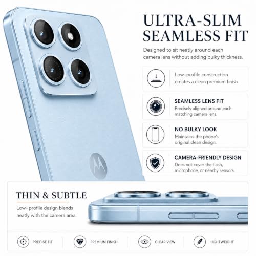 Image of ArmourPro Camera Rings Tempered Glass for Motorola Edge 70 Max, Tough HD Individual Aluminum Alloy Rings 9H Camera Cover, Scratch-Resistant,Camera Lens Protection| Blue, 1 Pack