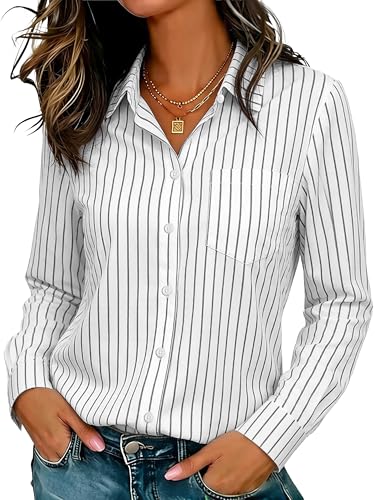 Image of Soft Wrinkle-Free Button Down Stretch Shirts for Women, Breathable Moisture-Wicking Casual Work Dress Tops