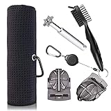 Gzingen Microfiber Waffle Pattern Golf Towel, Brush Tool Kits with Club Groove Cleaner Brush, Golf C