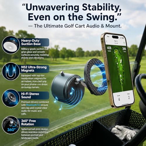 TGWUZZ 2-in-1 Magnetic Golf Cart Phone Holder & Bluetooth Speaker (Blue) — view 2