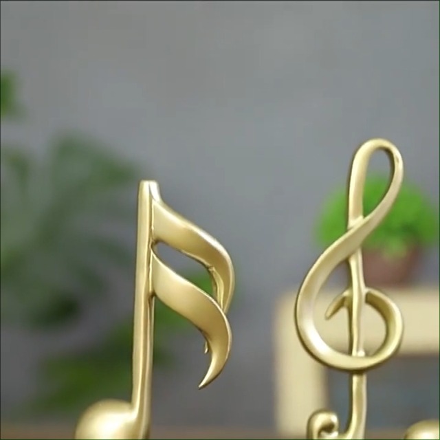 Set 2 Estatuas Decorativas Notas Musicales Doradas miniatura 7