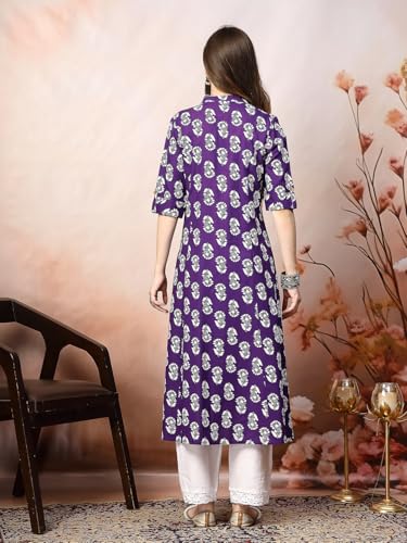 Image of Stylum Women's Pink Floral Printed Rayon A-Line Kurta