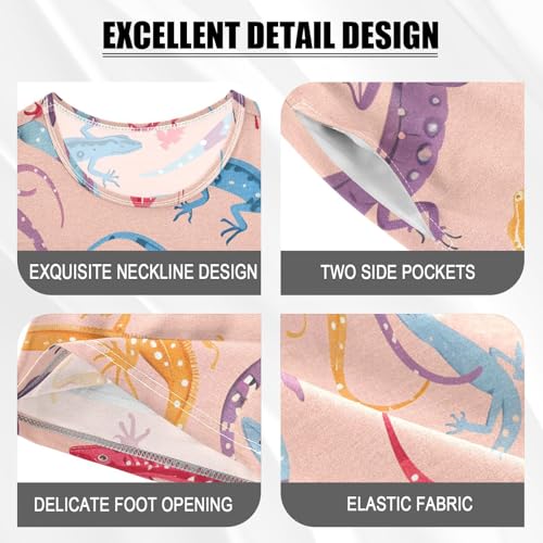 ALAZA Color Lizard Pajamas Short Sleeve 2 Piece Sleepwear Top and Bottom Pajama Set Unisex4