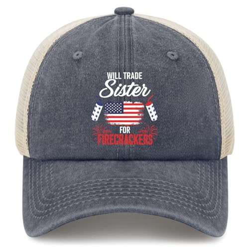 4th July Will Trades Sister for Firecrackerss Patriot Boys Kid Running Hats for Women Hiking Hats for Womens Dry Caps Sun