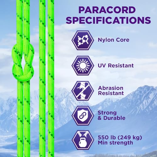Image of TECEUM Reflective Paracord Rope 1000 - 1000ft /200ft /100ft /50ft - 40+ Colors - Glow in the Dark - para Cord - Utility Rope for Survival, Hunting & Camping Gear - Nylon String, Camping Rope, Tent Cord