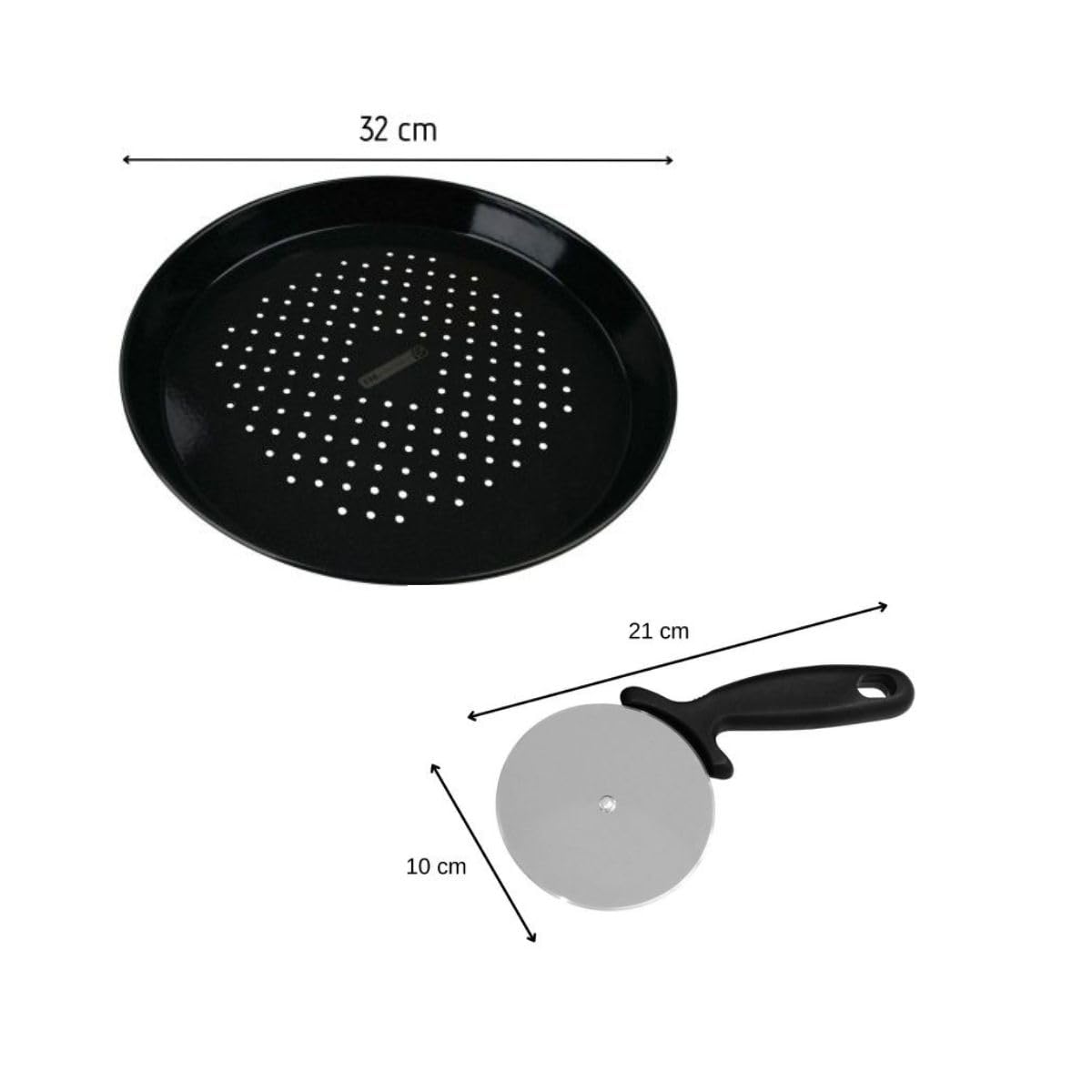 FMprofessional 9913750 Pizzaschneider, Pizzaschneider, perforiert, Tiefkühl-Pizzablech, Edelstahl, Aluminium, 32 cm, 21 cm