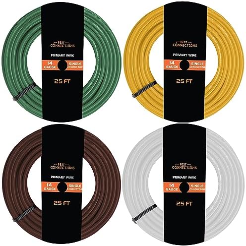 14 Gauge Automotive Primary Wire (100ft Each  7 Color Bundle Set) Durable Primary/Remote, Power/Ground Electrical Wire for Trailer, Car Audio, Lighting Circuits 700ft Total
