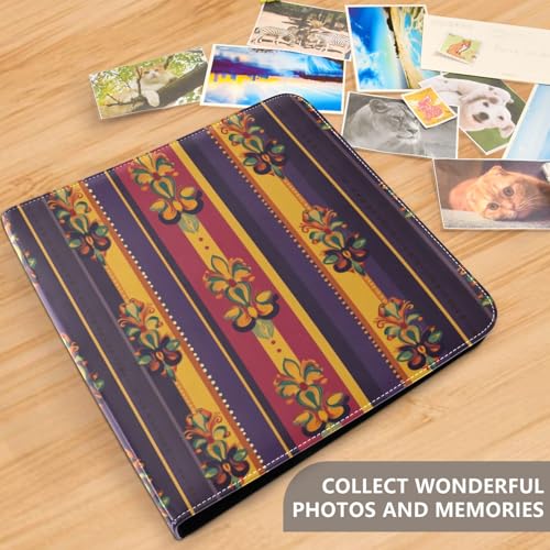 Álbum de fotos adhesivo DIY Self Adhesive Scrapbook álbum con patrón de rayas Mardi Gras, 3 anillos, 40 páginas, tamaño 8x10 para memoria miniatura 5