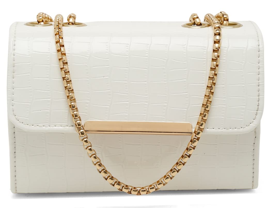 Fargo Leatherette Side Sling Bags For Womens Ladies (Croco) (White_FGO-344) (B09Q1F3WWH) Amazon Price History, Amazon Price Tracker