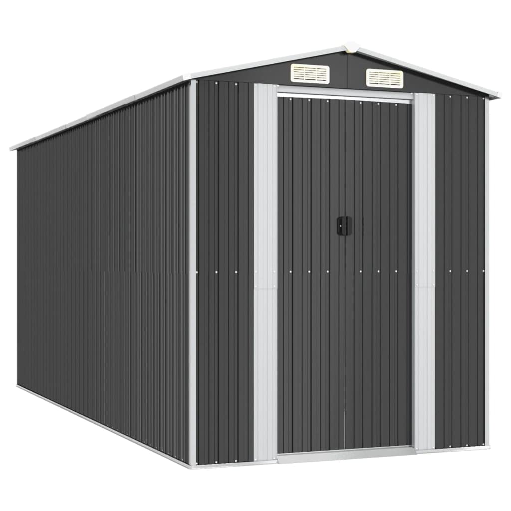 Abri de jardin 192x440x223 cm en acier galvanisé couleur anthracite