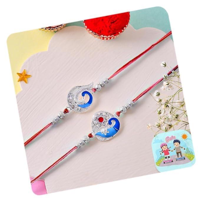 Cadeau pour frère Rakhi lot de 2 paon traditionnel Rakshabandhan