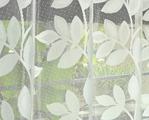Image of Honger Polyester Beautiful Leaves Design Heavy Tissue Semi Transparent Net Pack of 2 Pecs Curtains for || Cream Color || 5 Feet Window Curtains