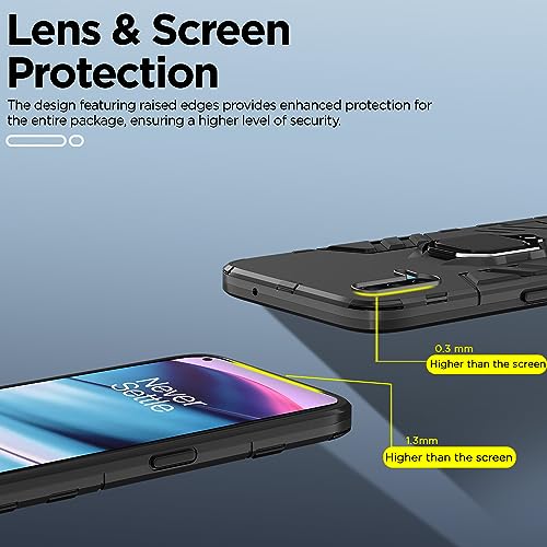 Image of Pikkme Back Cover for OnePlus Nord Ce 5G | 360 Protection | Ring Holder | Kickstand | Tough Armor Case (Black)