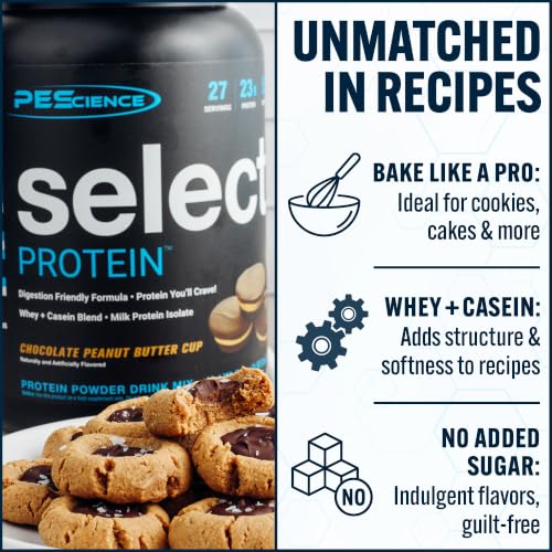Image of PEScience Select Protein Powder, Whey and Casein Blend, Lean Protein Powder for Women and Men, Low Calorie, Low Carb, Keto Friendly, Gluten Free, Chocolate Peanut Butter Cup - 55 Servings