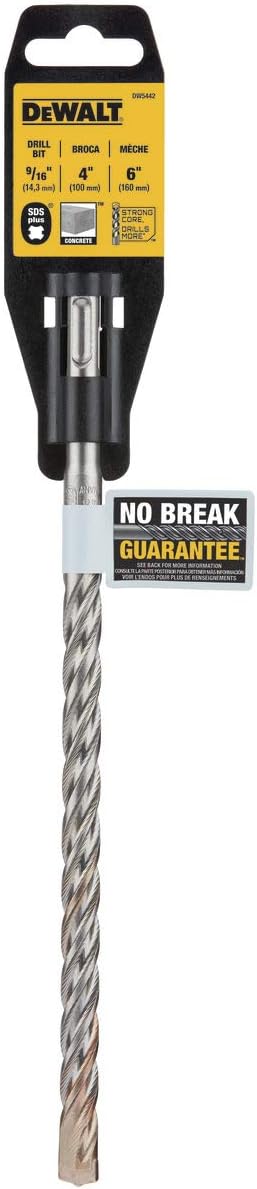 DEWALT DW5442 9/16-Inch by 4-Inch by 6-Inch Rock Carbide SDS Plus Hammer Bit