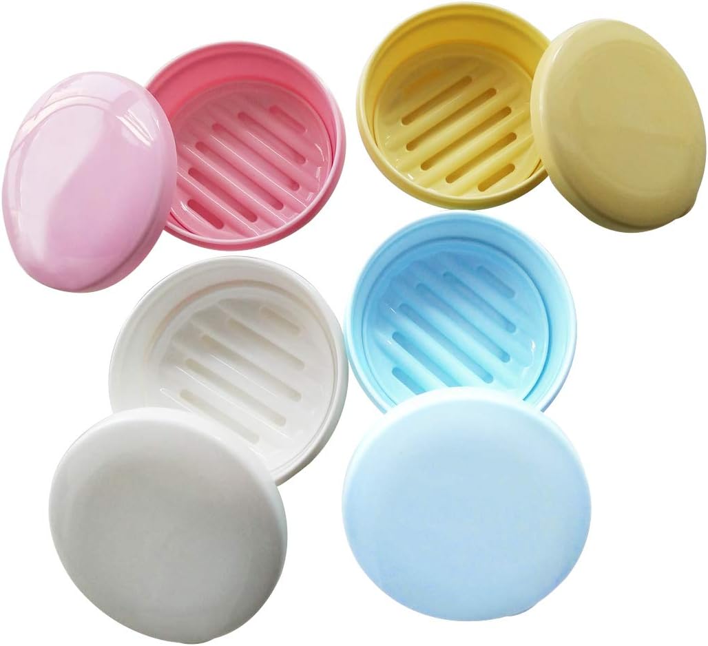 PUTING Round Seal Waterproof Soap Protectors Saver Dish Portable Soap Container Box Home Shower Outdoor Camping (4 pcs)