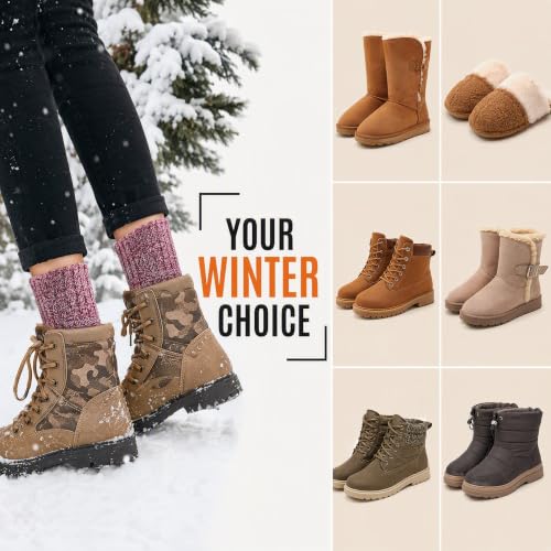 Image of Winter Women Socks 5 Pairs Vintage Wool Casual Thermal Crew Socks