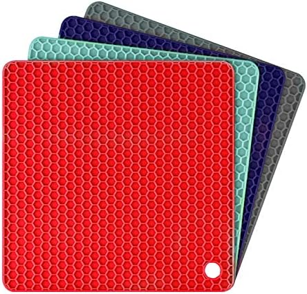Silicon Pot Holders Heat Resistant for Kitchen Multipurpose Non-Slip Hot Pads, for Kitchen Potholders/Hot Dishers/Jar Opener/Spoon Holder(4 pcs Set)
