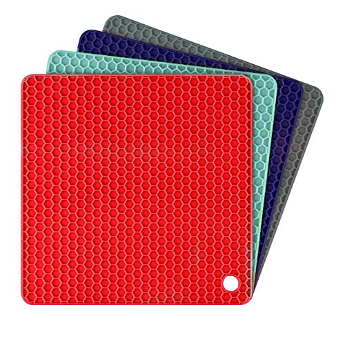 Silicon Pot Holders Heat Resistant for Kitchen Multipurpose Non-Slip Hot Pads, for Kitchen Potholders Hot Dishers  Jar Opener Spoon Holder(4 pcs Set)