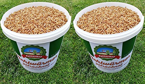 Futterhof getrocknete Mehlwürmer 2x10ℓ Eimer (= 3,30 kg), GRATIS Versand mit DHL Cover
