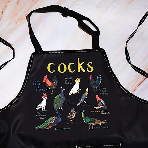WZMPA Funny Cocks Kitchen Apron For Women Men Chicken Lover Gifts Cockerels Cockatoos Peacocks Apron For Baking Cooking (Cocks Ap) - Image 3